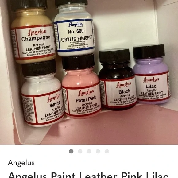 ANGELUS Acrylic Leather Paint Set — White, Petal Pink, Lilac, Black, Champagne - Picture 1 of 5